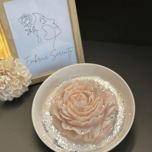 Peony Bloom Plate Candle: Large Floral Candle Display